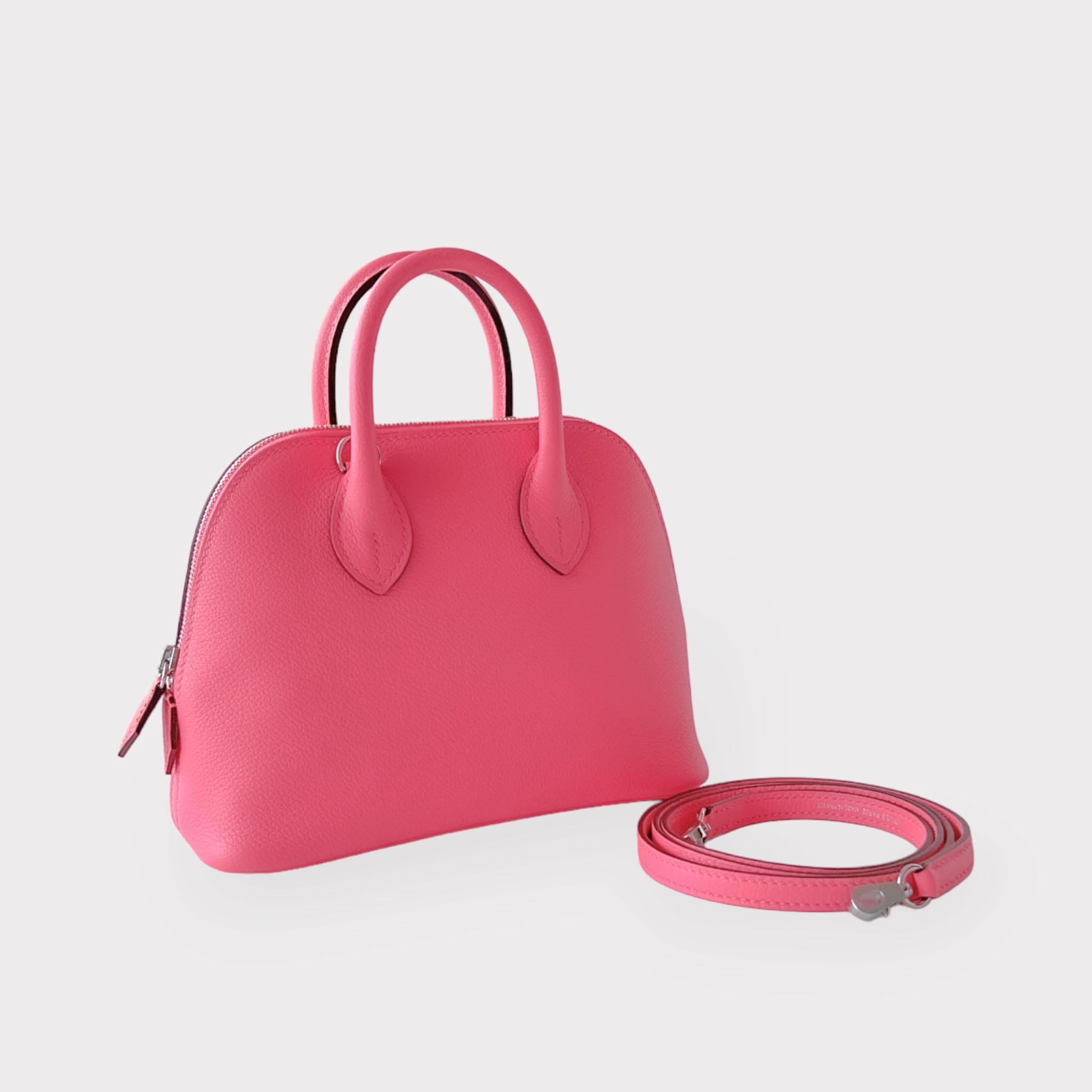 Hermès Bolide Mini-Tasche 1923 in Rose Azalee mit Palladiumbeschlägen, B-Stempel 2023 im Zustand „Neu“ in London, GB