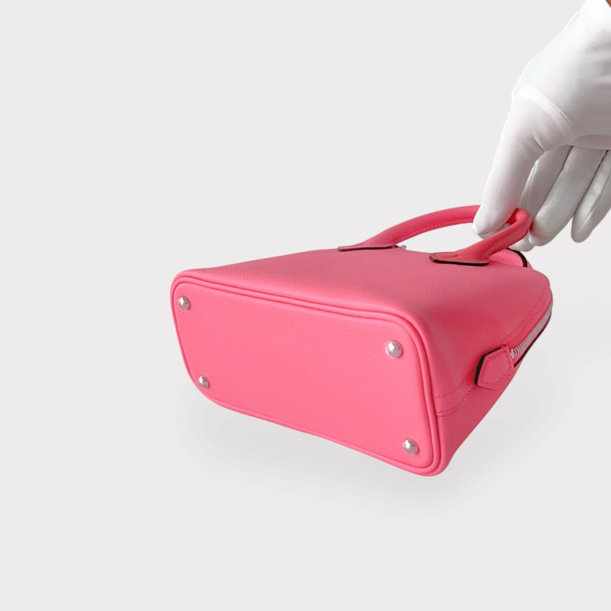 Hermès Bolide Mini-Tasche 1923 in Rose Azalee mit Palladiumbeschlägen, B-Stempel 2023 1