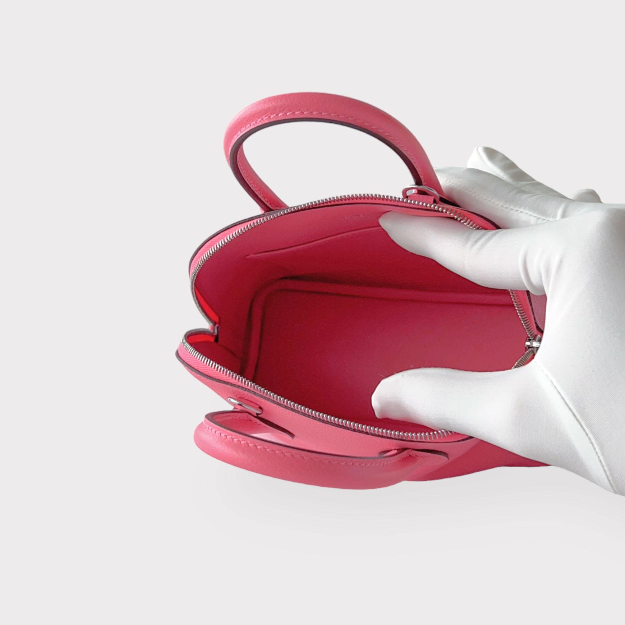 Hermès Bolide Mini-Tasche 1923 in Rose Azalee mit Palladiumbeschlägen, B-Stempel 2023 4
