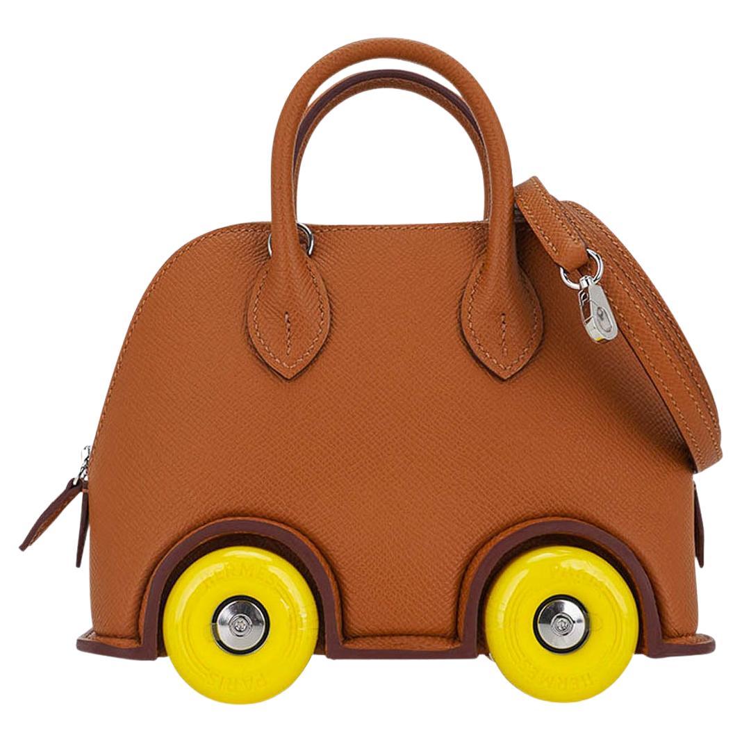 Hermes Bolide On Wheels 1923 Limited Edition Gold Mini Bag For Sale