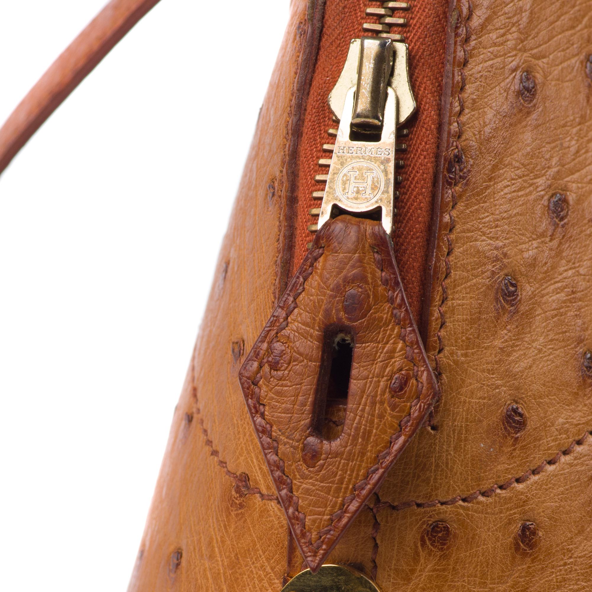 Women's Hermes Bolide Ostrich Struthio Gold Handbag
