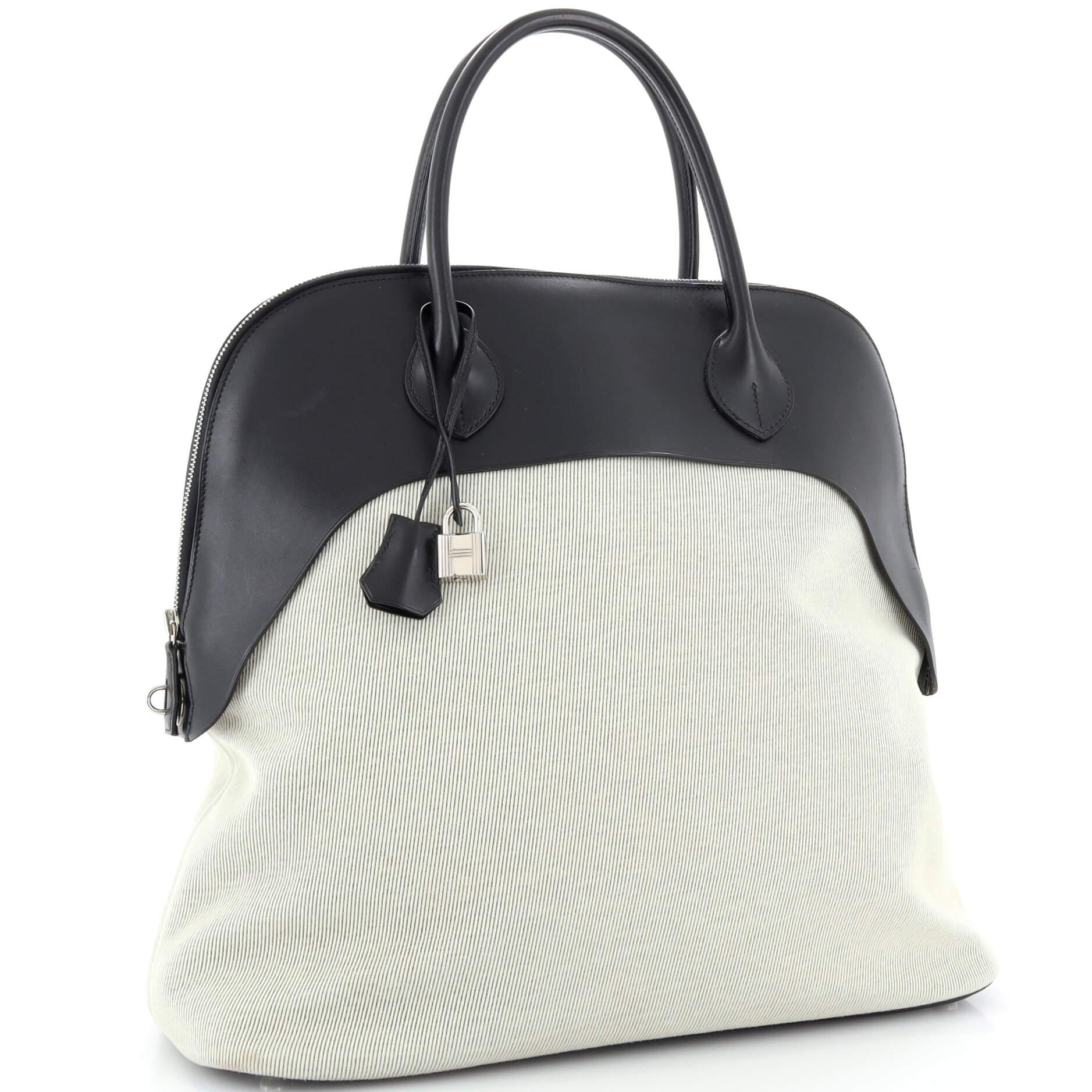 Hermes Bolide Paddock Leather and Twill 40 In Good Condition In NY, NY