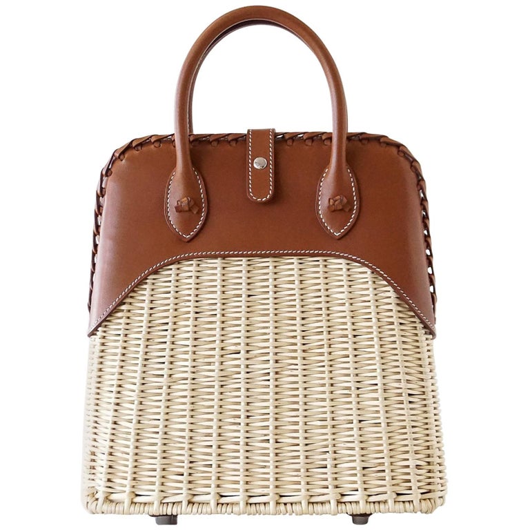 Hermes Bolide Picnic Bag Osier Wicker Barenia Limited Edition For Sale ...