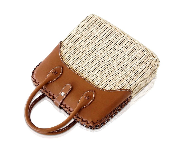 Hermes Bolide Picnic Bag Wicker Barenia Limited Edition For Sale at 1stdibs