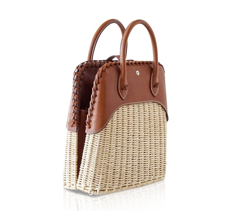 Hermes Bolide Picnic Bag Wicker Barenia Limited Edition For Sale at 1stdibs