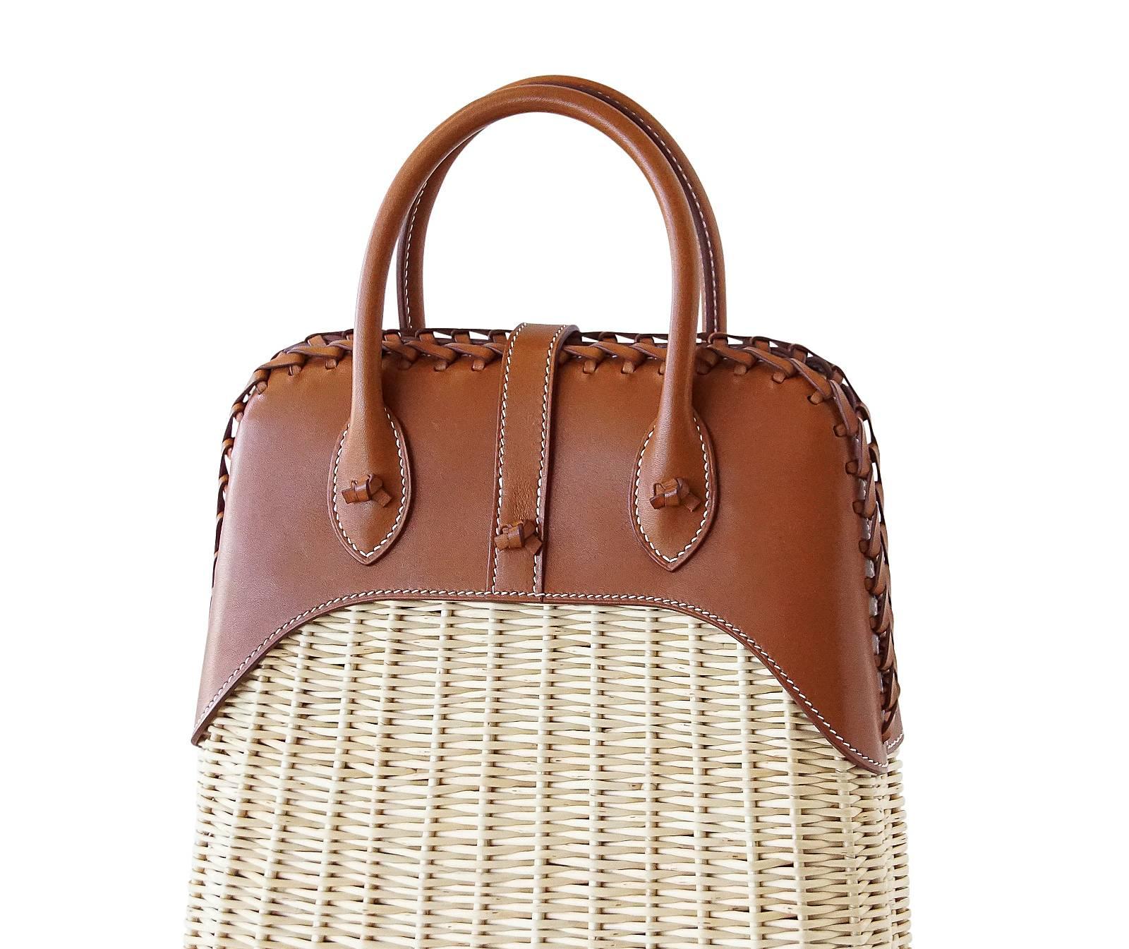 Hermes Bolide Picnic Osier Bag Wicker Barenia Limited Edition For Sale 2