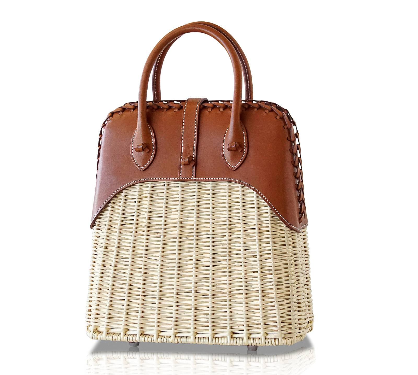 Hermes Bolide Picnic Osier Bag Wicker Barenia Limited Edition en vente 1