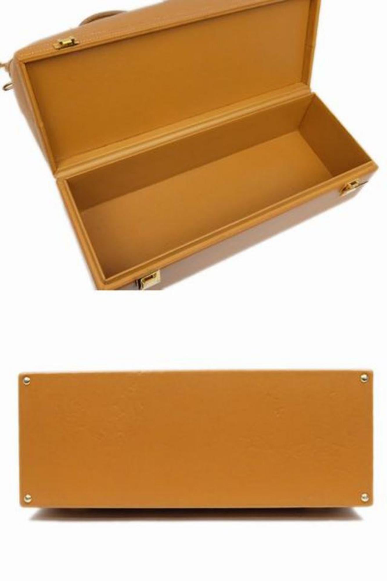 Hermès Bolide ( Rare ) Gold Mcpherson Travel 213304 Brown Box Calf Satchel For Sale 5