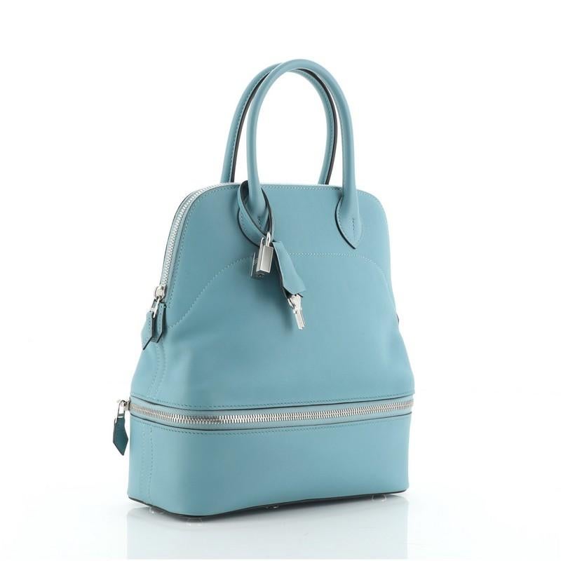 Blue Hermes Bolide Secret Bag Swift 24