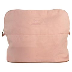 Hermes Bolide Soft Pink Canvas Rocking Horse Embroidery Large Cosmetic Bag 2021