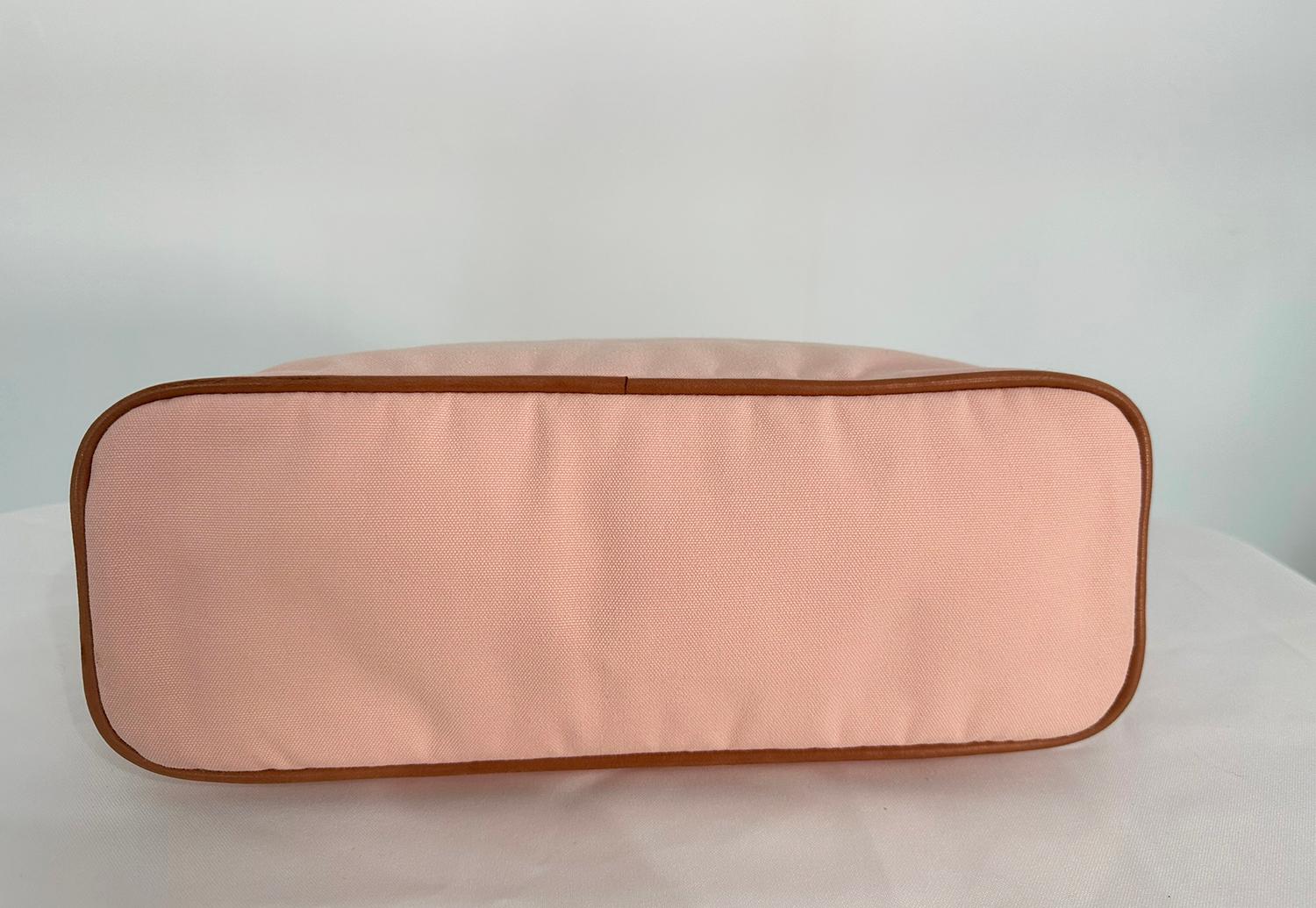 Hermes Bolide Soft Pink Canvas Rocking Horse Embroidery Large Cosmetic Bag 2021 For Sale 2