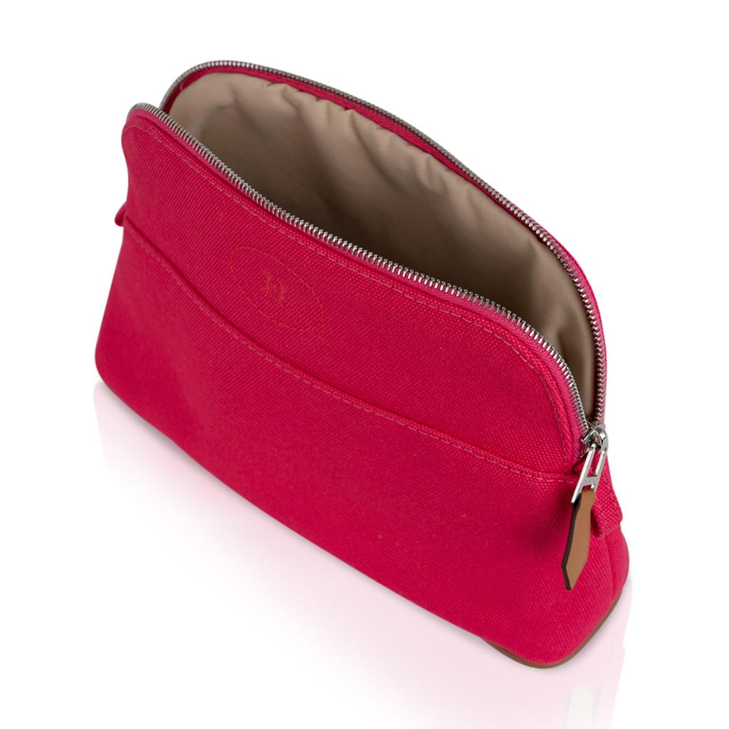 Red Hermes Bolide Travel Case / Pouch Medium Model Hibiscus New For Sale