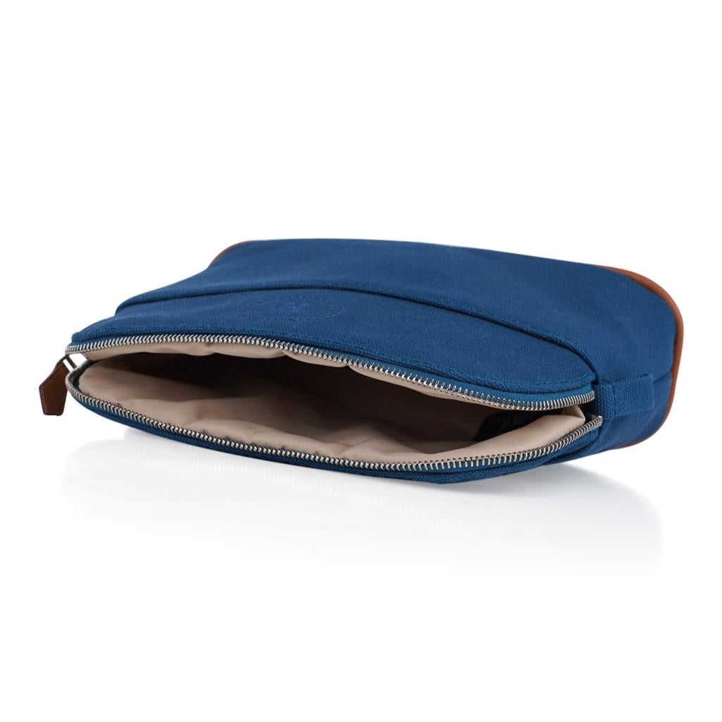 Hermes Bolide Travel Case / Pouch Medium Model Blue de Prusse New 3