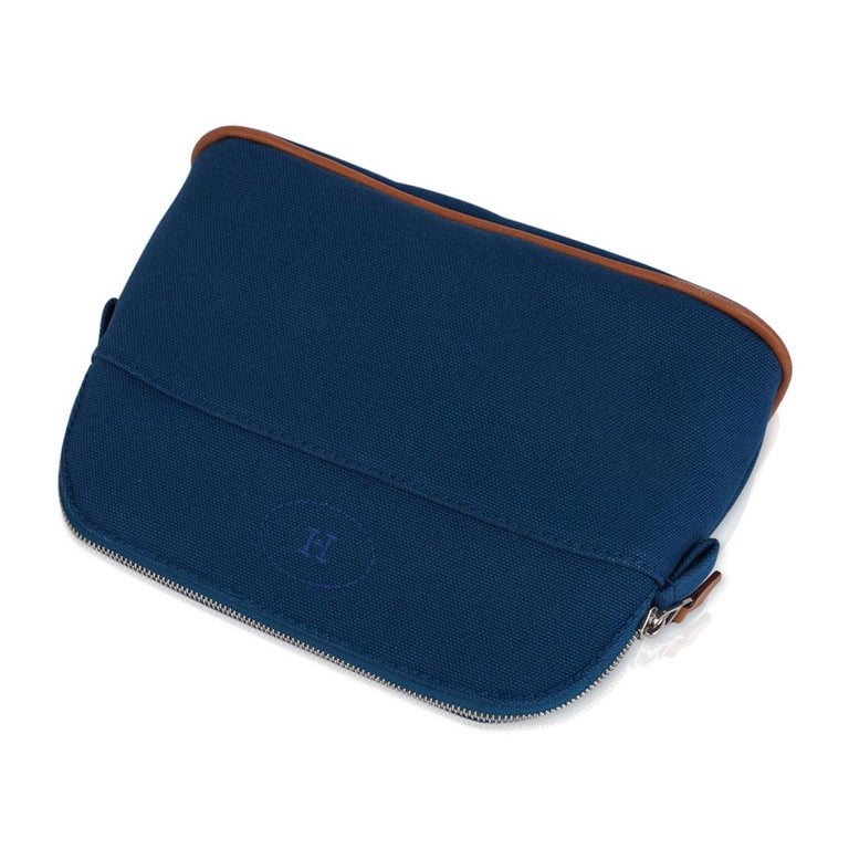 Hermes Bolide Travel Case Pouch Medium Model Blue de Prusse New