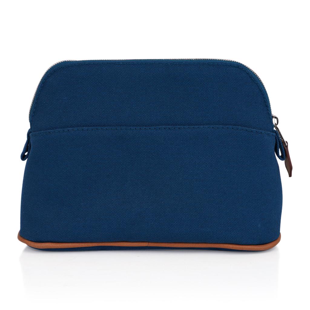 Women's or Men's Hermes Bolide Travel Case / Pouch Medium Model Blue de Prusse New