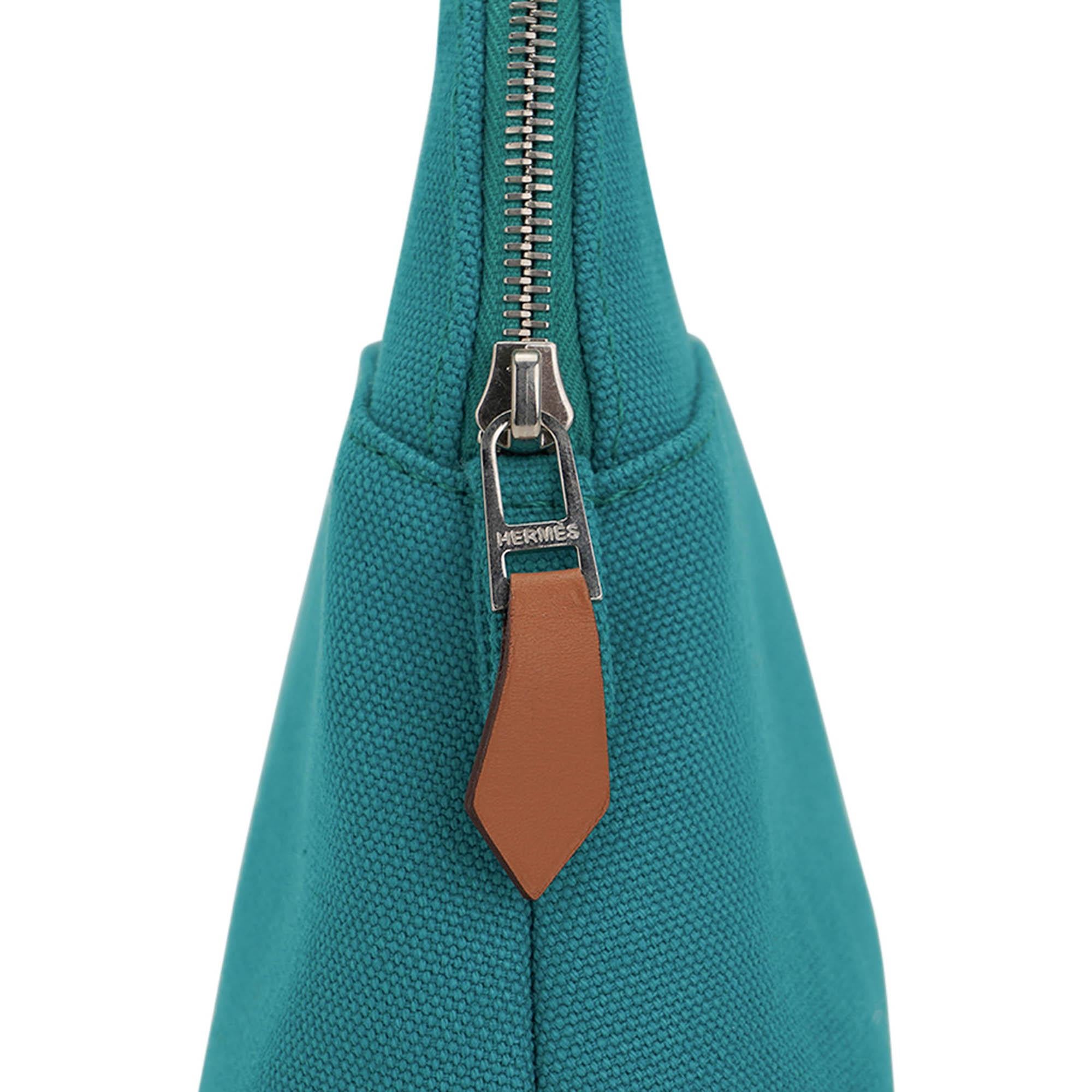 Blue Hermes Bolide Travel Case Vert Verone Mini Model For Sale
