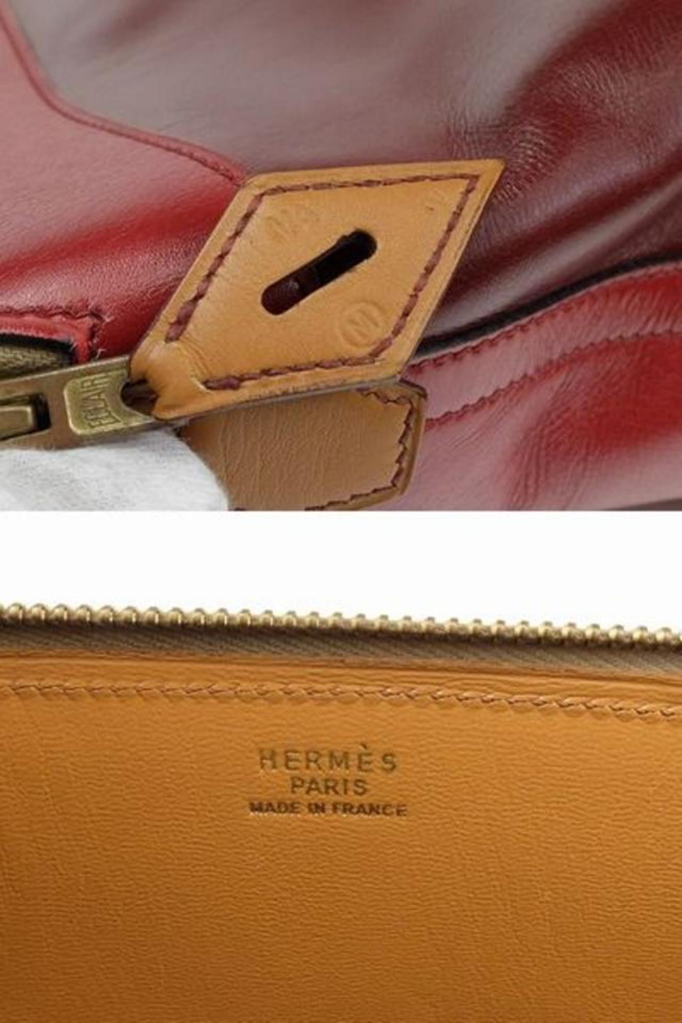 Hermès Bolide Tricolor 37 210038 Rouge Ash X Rouge  Box Calf satchel For Sale 2