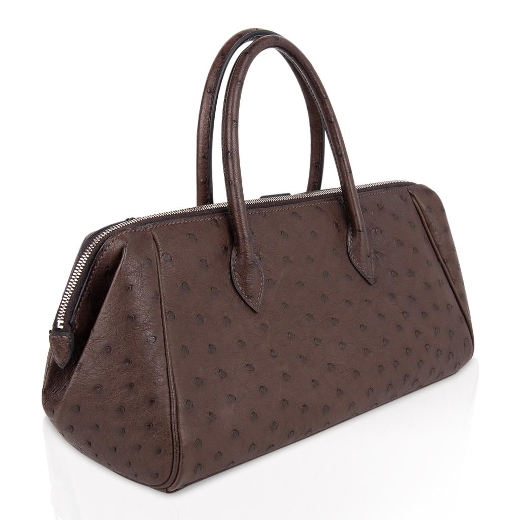 Hermes Bombay 27 Bag Marron Fonce Ostrich Small Model   For Sale 2