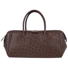 Hermes Bombay 27 Sac Hermès Bombay 27 en autruche marron foncé, petit modèle  