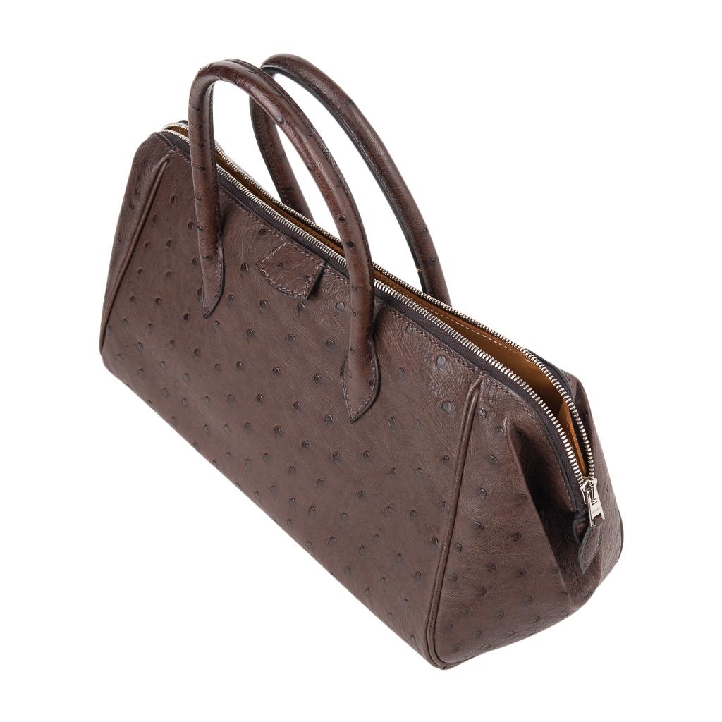 Hermes Bombay 27 Limited Edition Bag Marron Fonce Ostrich For Sale 6
