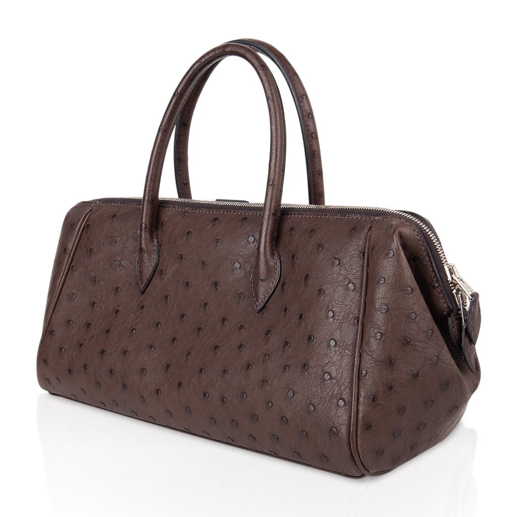 Hermes Bombay 27 Limited Edition Bag Marron Fonce Ostrich  For Sale 3