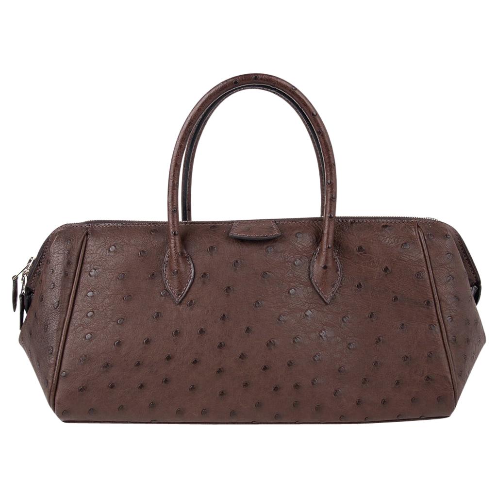 Hermes Bombay 27 Limited Edition Bag Marron Fonce Ostrich  For Sale