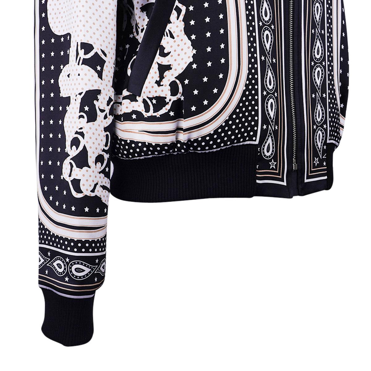Hermes Brides de Gala Bandana Zip Jacket Black and White Silk 40 / 6 For Sale 4