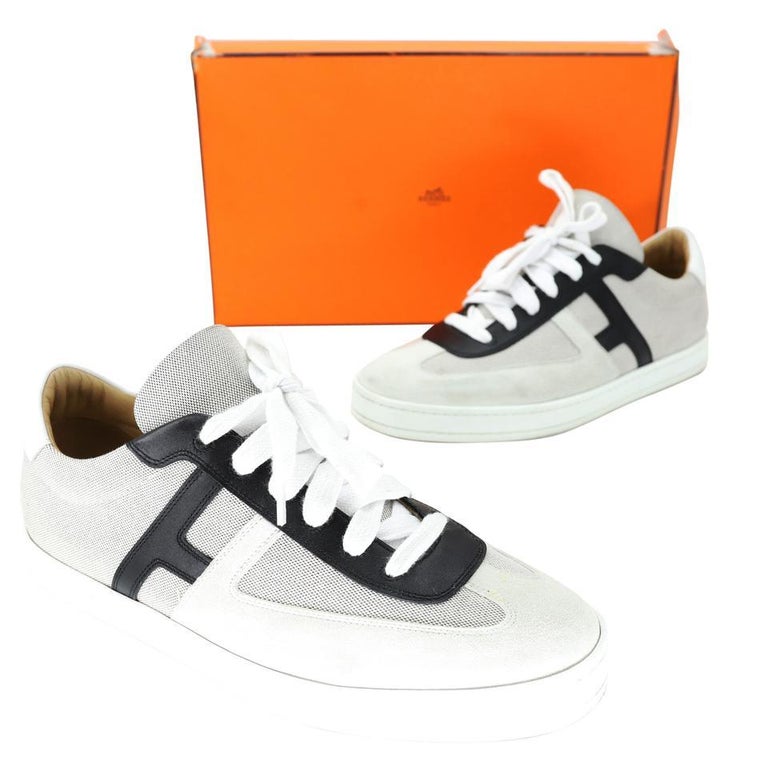 Hermes Boomerang sz 42.5 Canvas Low Top  Sneakers HM-S0323P-0001 For Sale 7