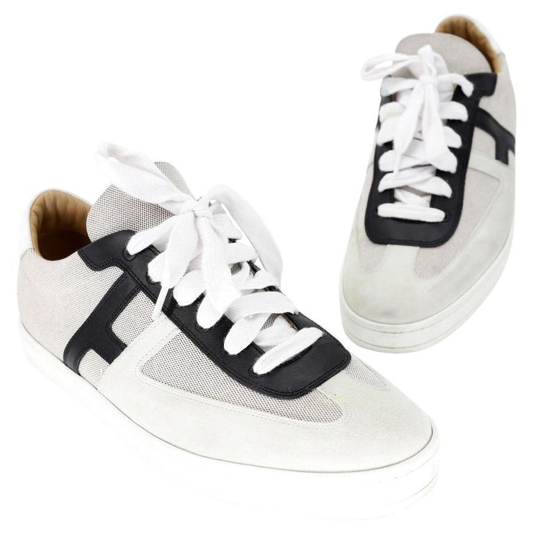 Hermes Boomerang sz 42.5 Canvas Low Top  Sneakers HM-S0323P-0001 For Sale