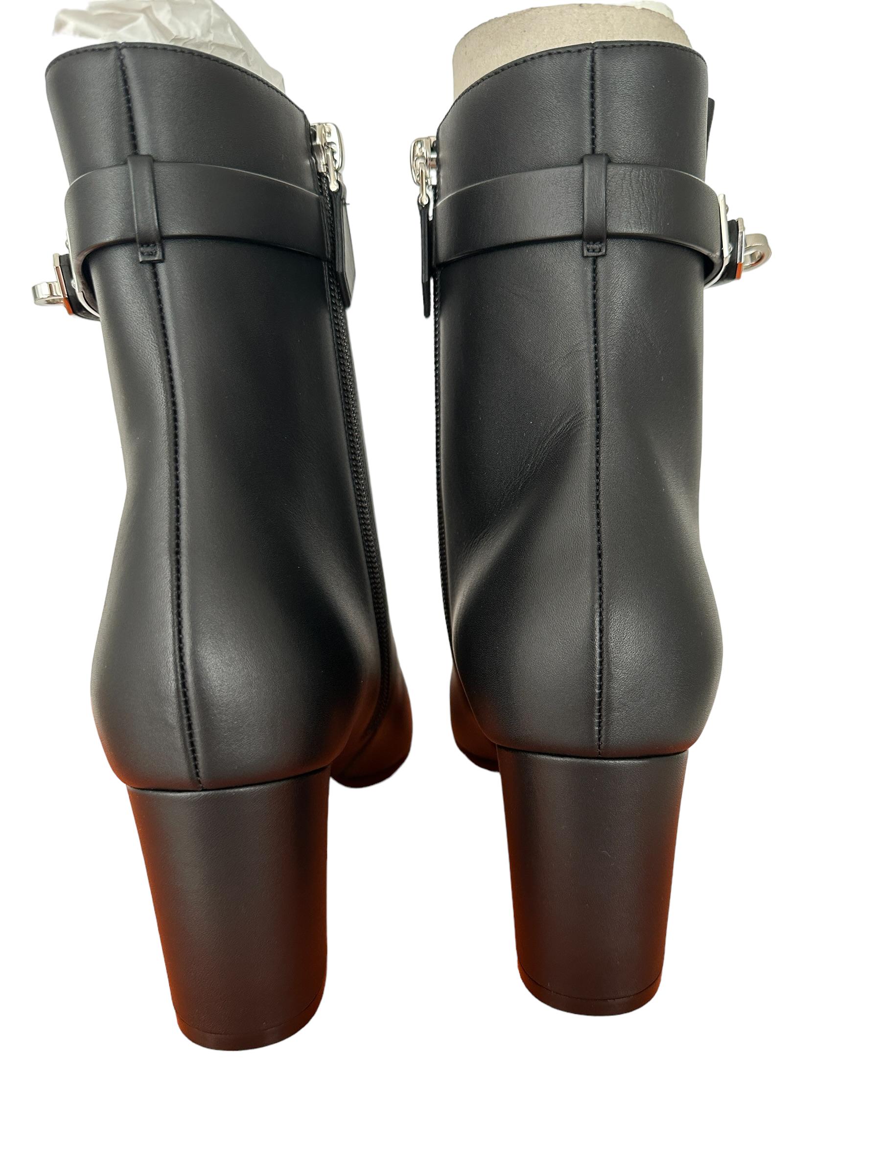Women's or Men's Hermes Boots Saint Germain Ankle Boot Black 40 Kelly Buckle New