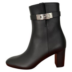 Hermes Boots Saint Germain Ankle Boot Black 40 Kelly Buckle New