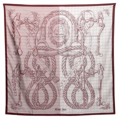 Hermes Bordeaux/Blanc Della Cavalleria Finesse Silk Scarf