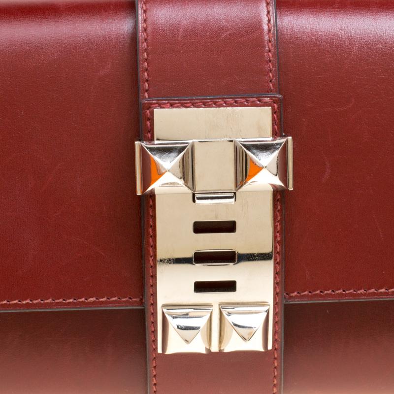 Hermes Bordeaux Box Calf Leather Medor 23 Clutch 3