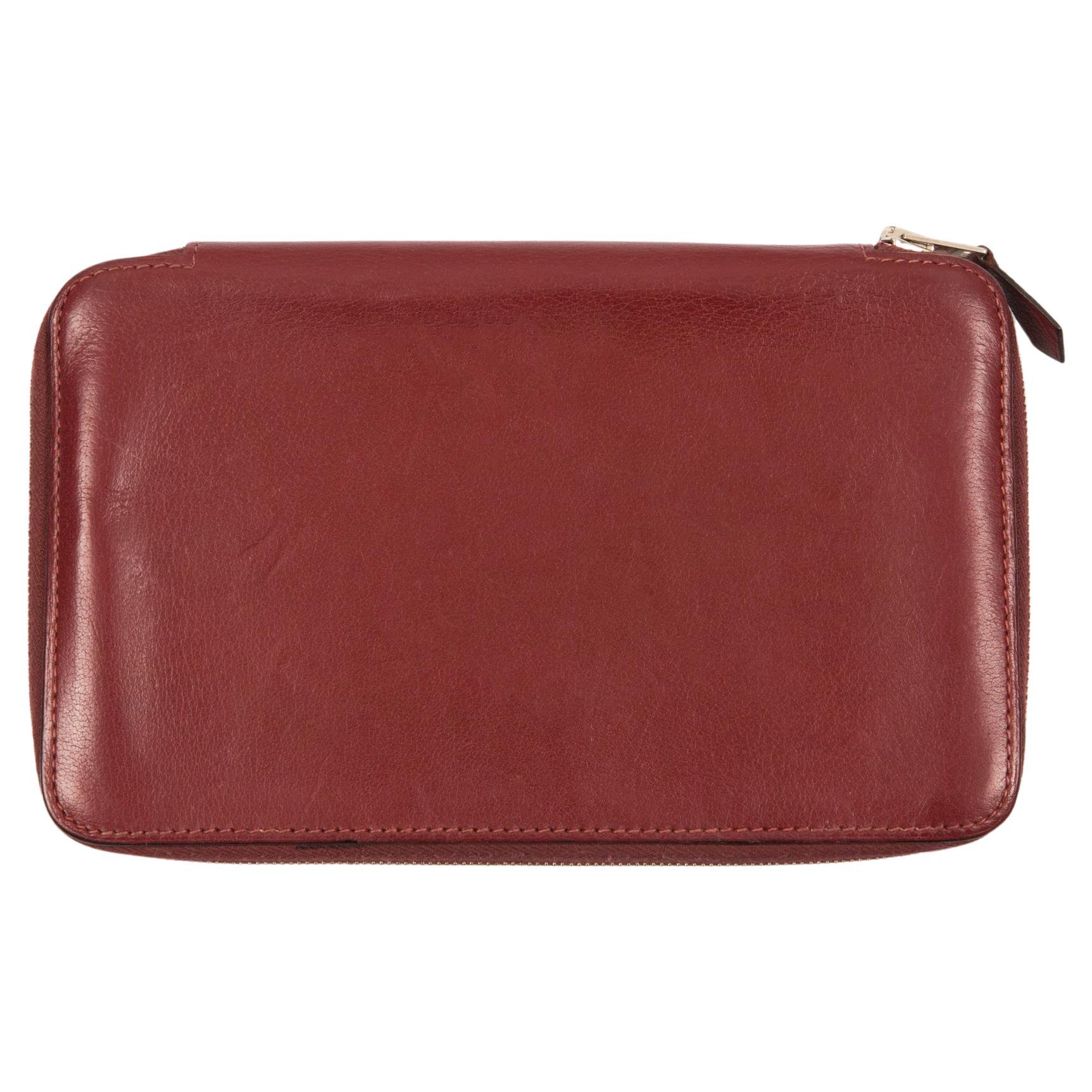 Portefeuille en cuir "Azap" d'Hermes avec boîte bordeaux en vente