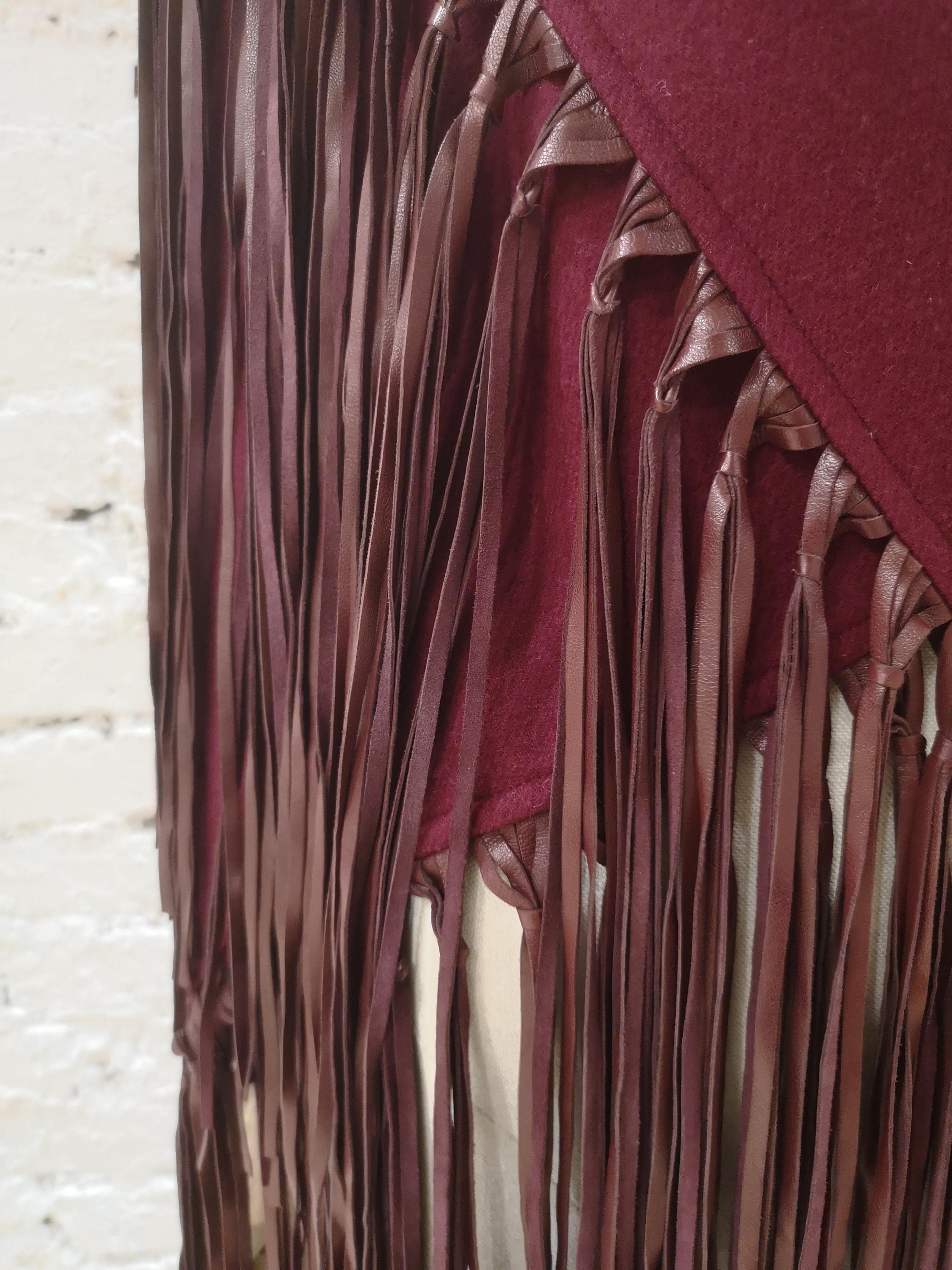 Hermès bordeaux brown fringes scarf 
totally made in france