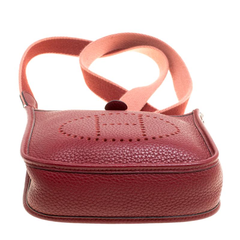 Hermes Bordeaux Clemence Leather Evelyne TPM Bag 5