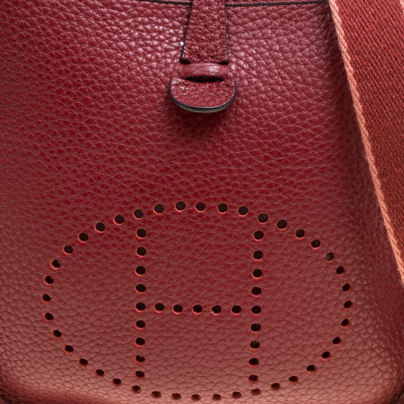 Hermes Bordeaux Clemence Leather Evelyne TPM Bag 6