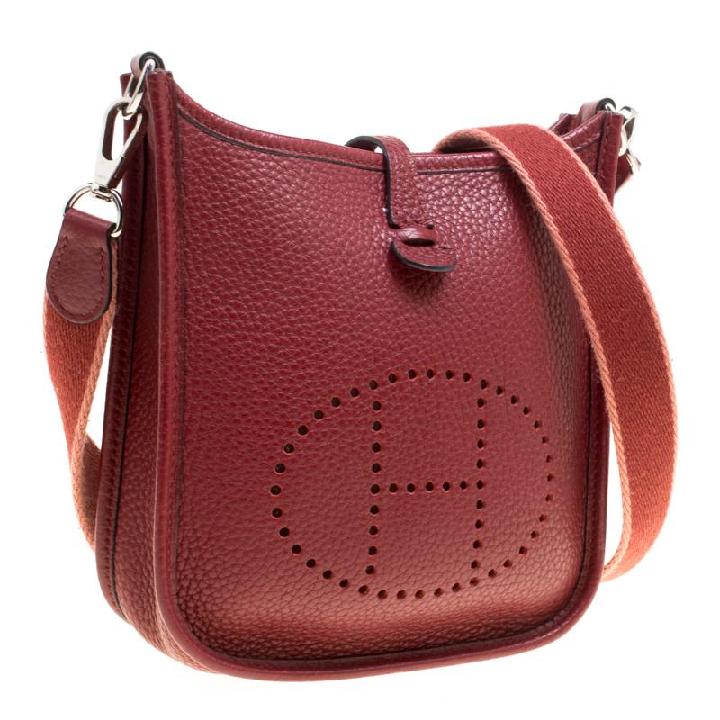 Hermes Bordeaux Clemence Leather Evelyne TPM Bag 7