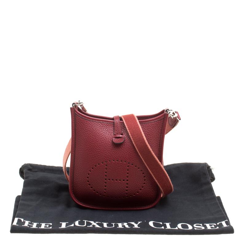 Hermes Bordeaux Clemence Leather Evelyne TPM Bag 1