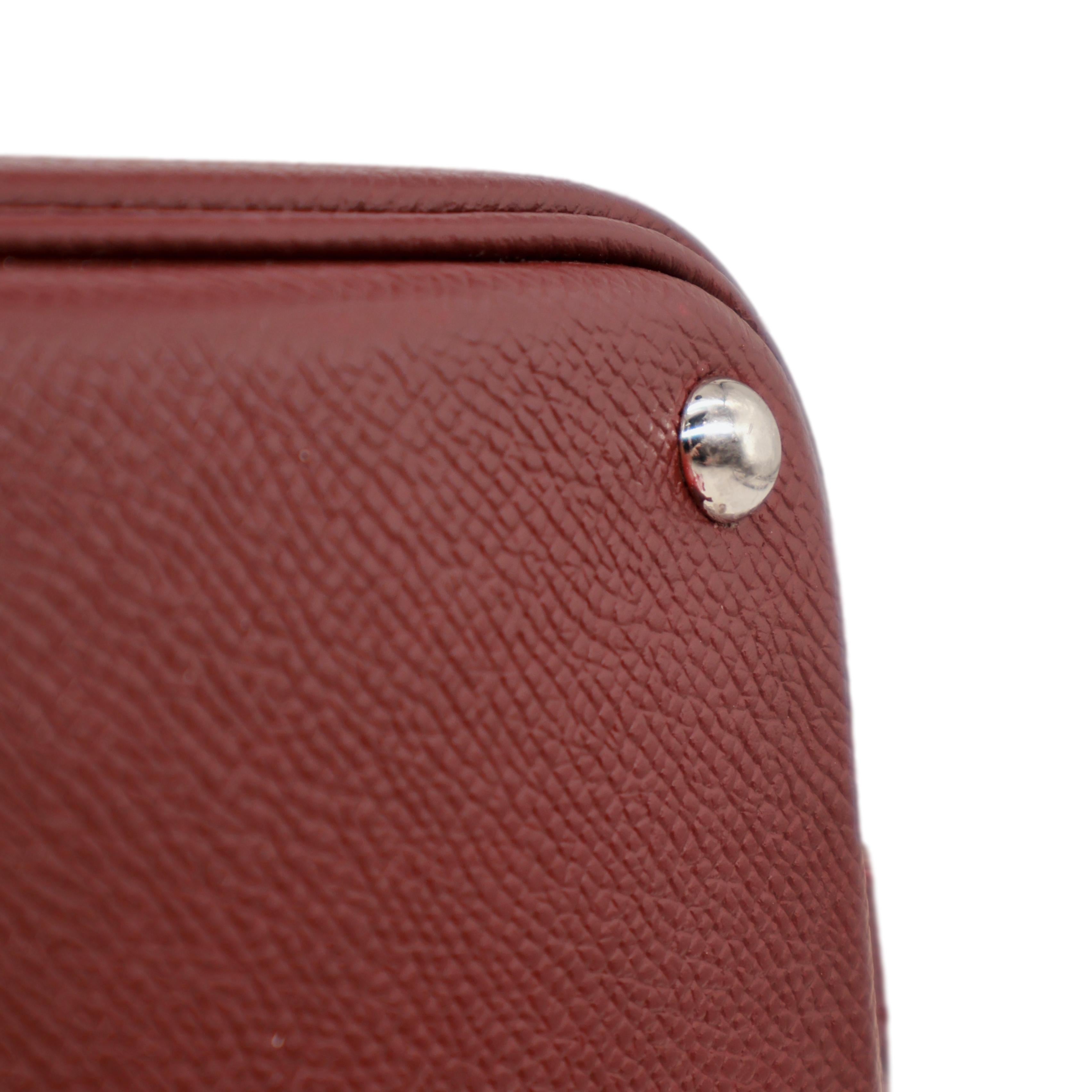 Sac Bolide Courchevel en cuir bordeaux de 27 cm avec quincaillerie en palladium, 1996 en vente 7