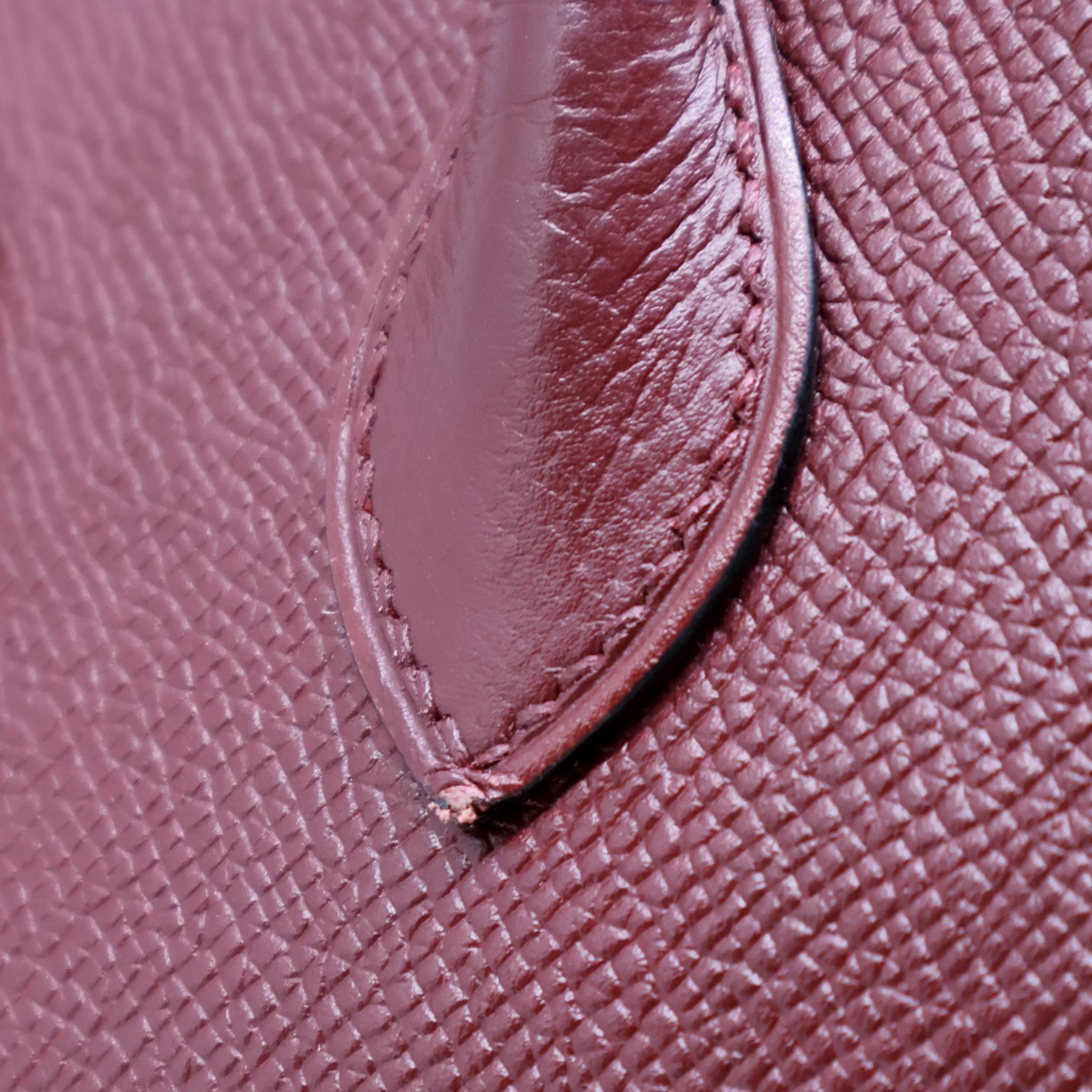 Sac Bolide Courchevel en cuir bordeaux de 27 cm avec quincaillerie en palladium, 1996 en vente 10