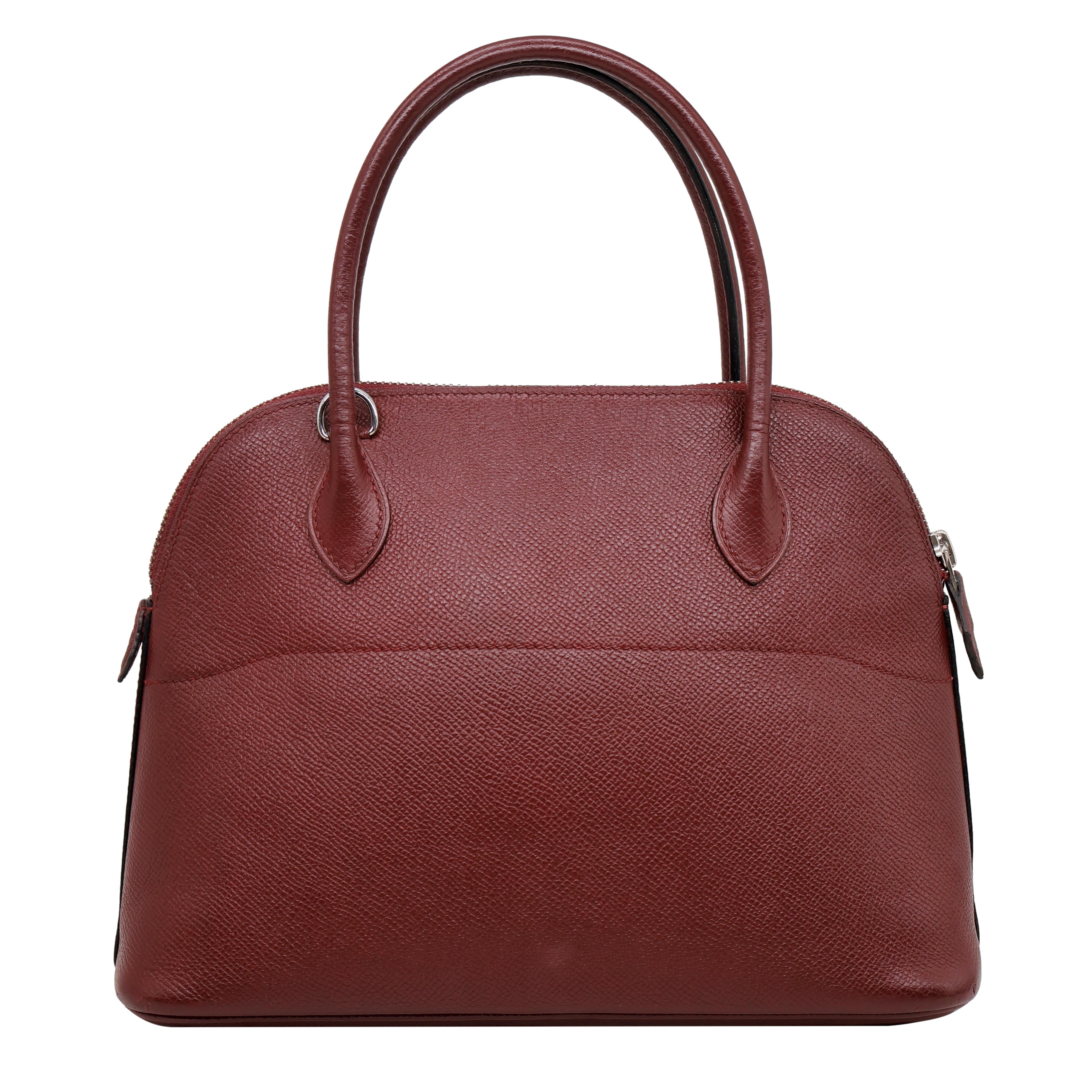 Sac Bolide Courchevel en cuir bordeaux de 27 cm avec quincaillerie en palladium, 1996 Bon état - En vente à Banner Elk, NC