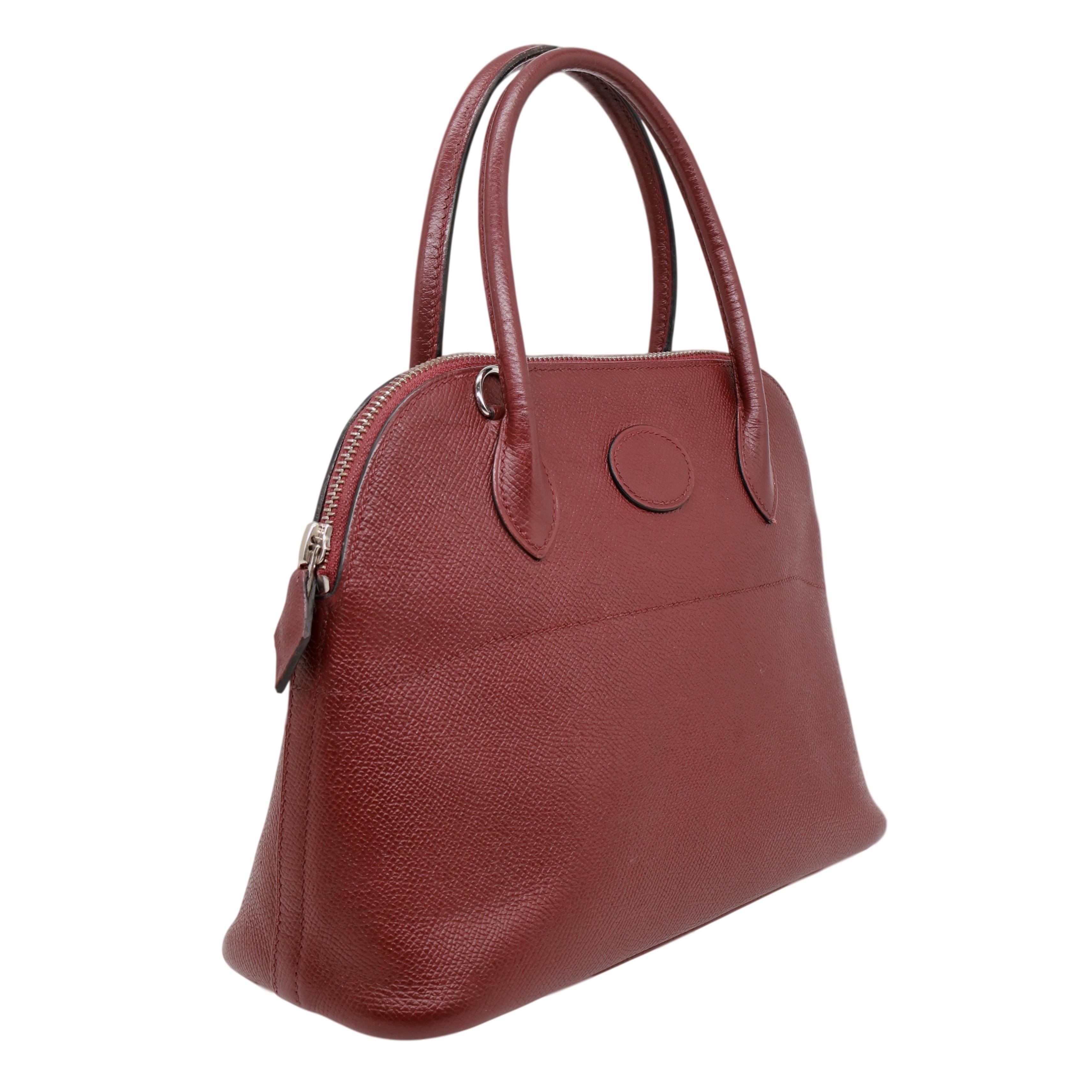 Sac Bolide Courchevel en cuir bordeaux de 27 cm avec quincaillerie en palladium, 1996 en vente 1