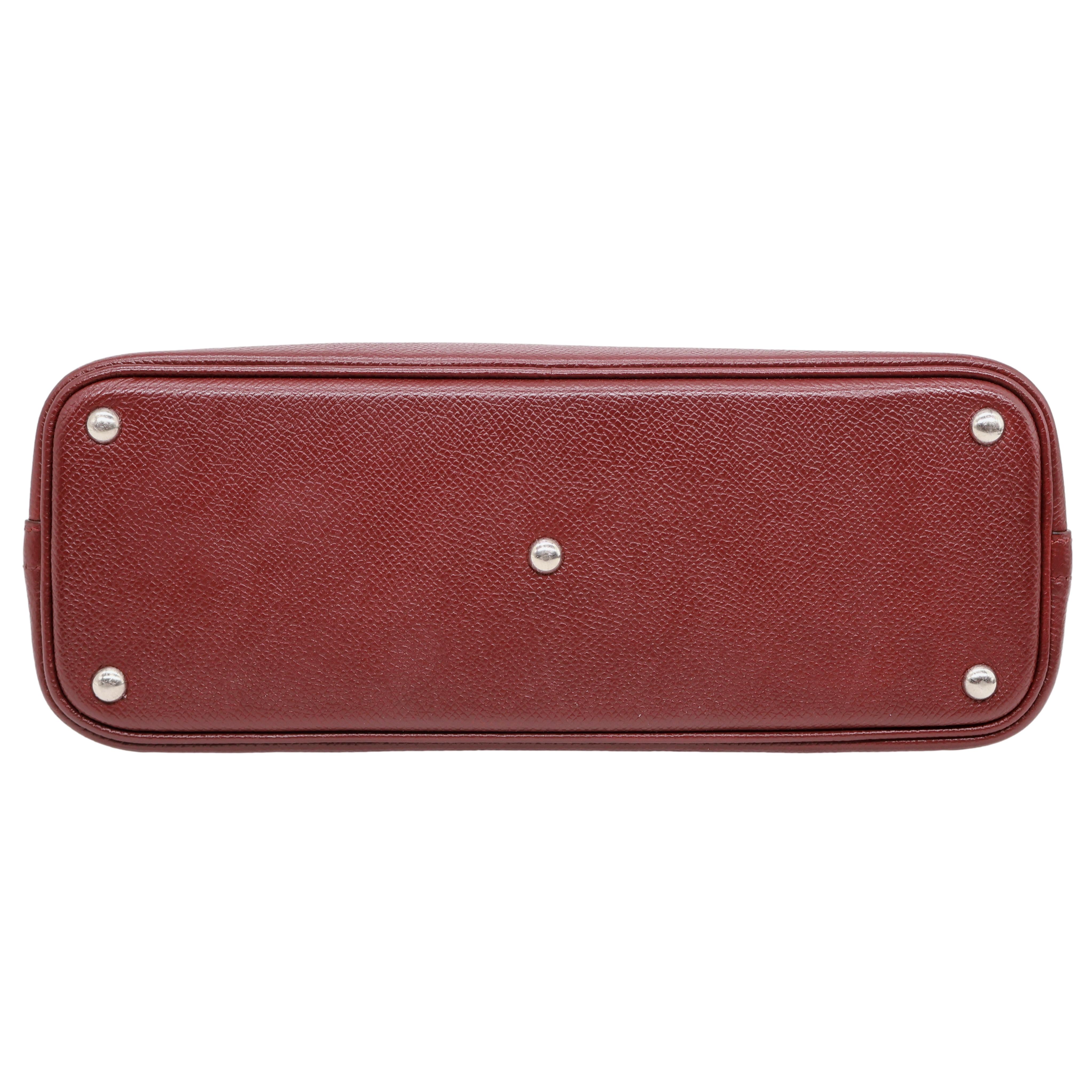 Sac Bolide Courchevel en cuir bordeaux de 27 cm avec quincaillerie en palladium, 1996 en vente 2