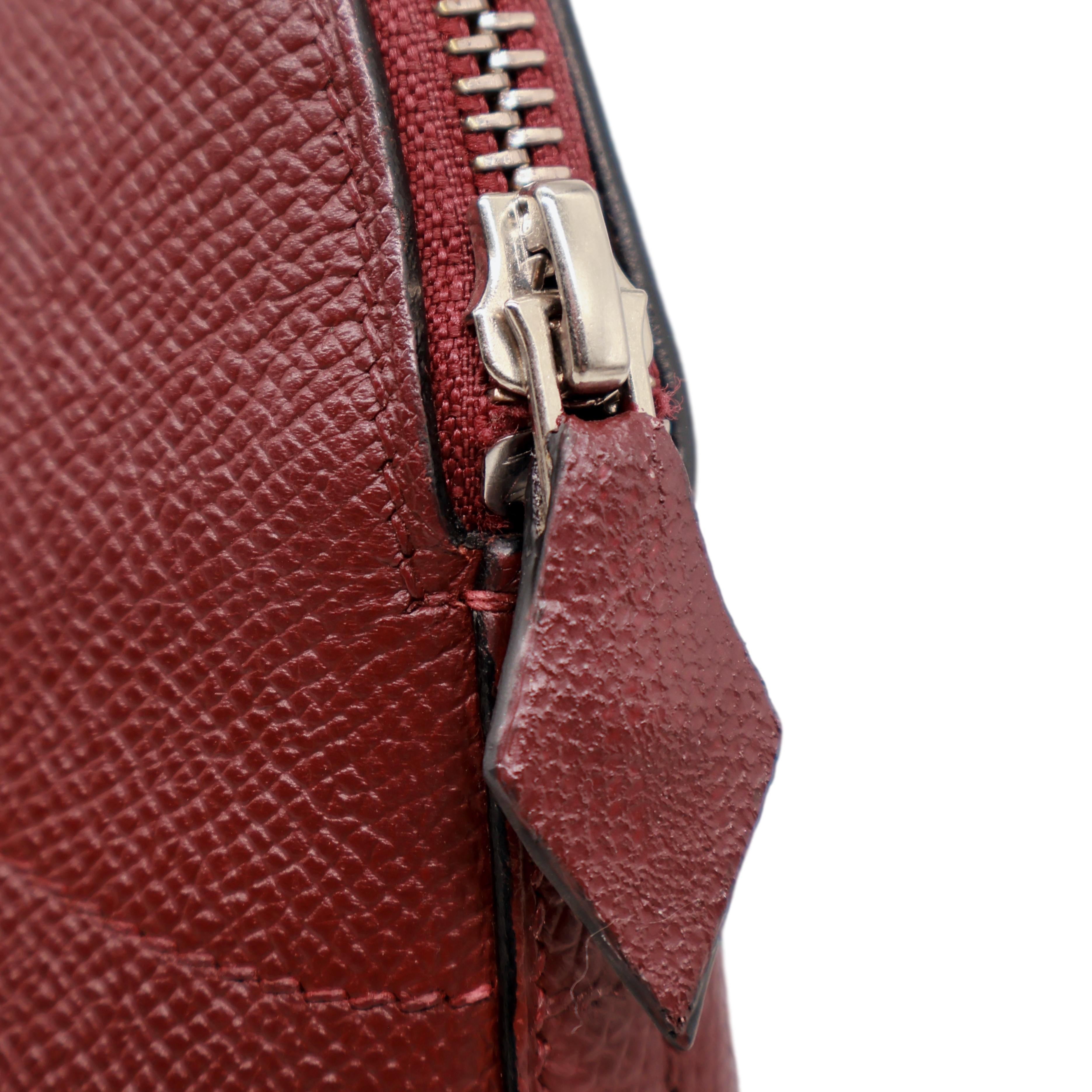 Sac Bolide Courchevel en cuir bordeaux de 27 cm avec quincaillerie en palladium, 1996 en vente 4