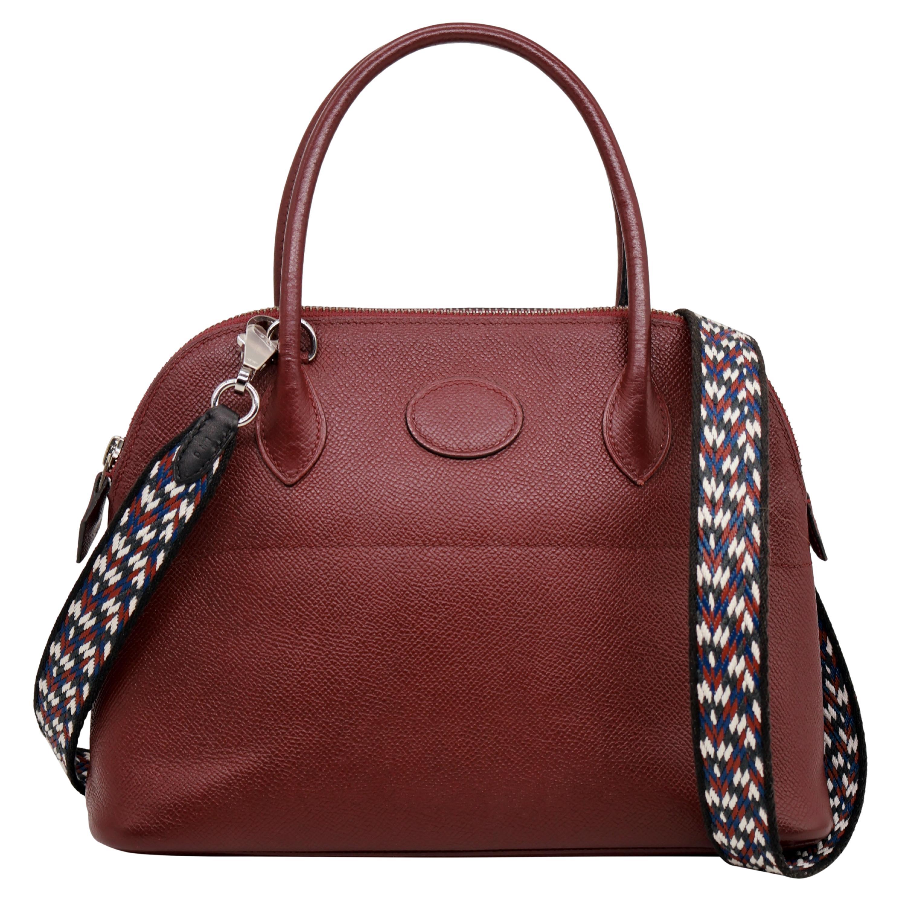 Sac Bolide Courchevel en cuir bordeaux de 27 cm avec quincaillerie en palladium, 1996 en vente