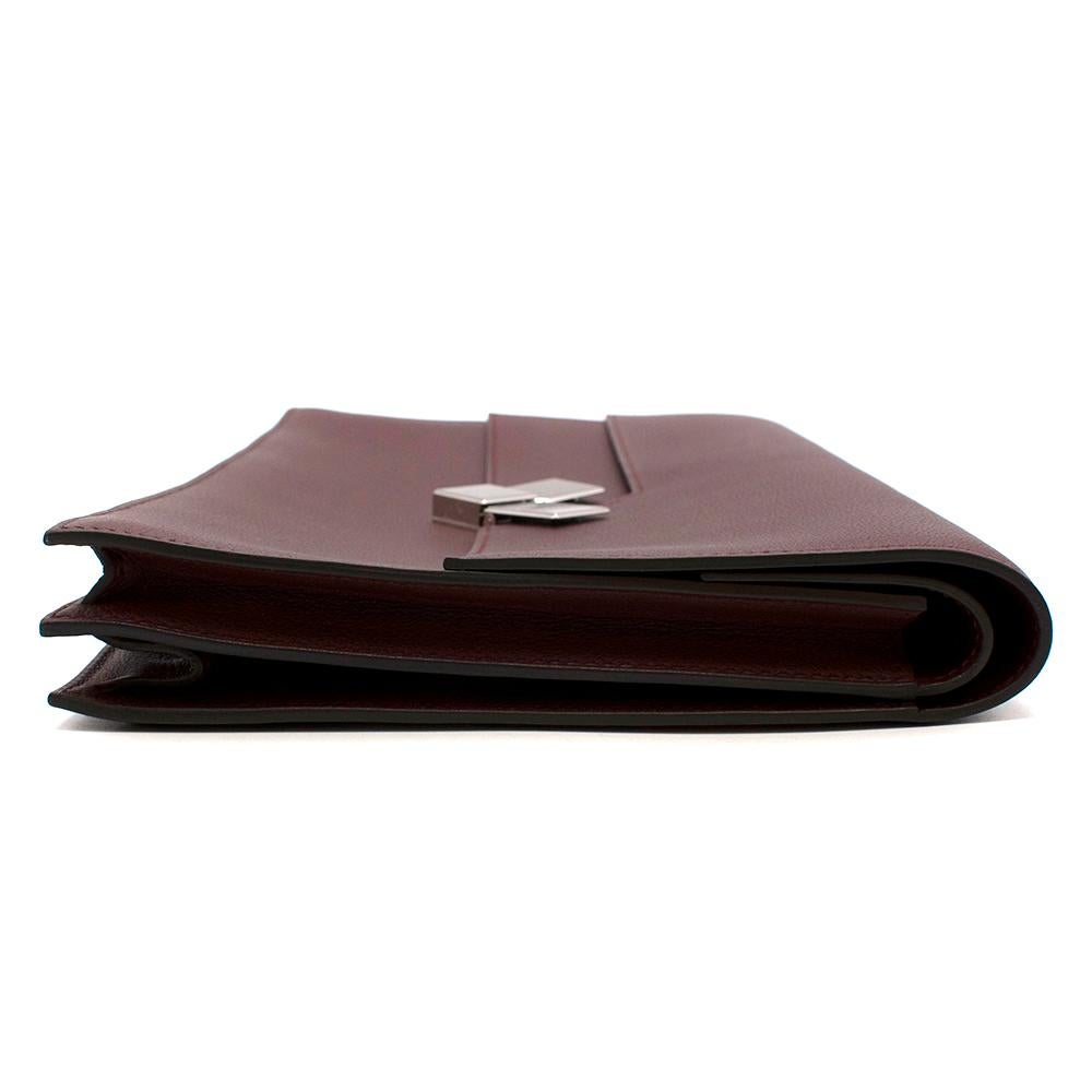 Hermes Bordeaux Evercolor Calfskin Fortunio Clutch In New Condition For Sale In London, GB