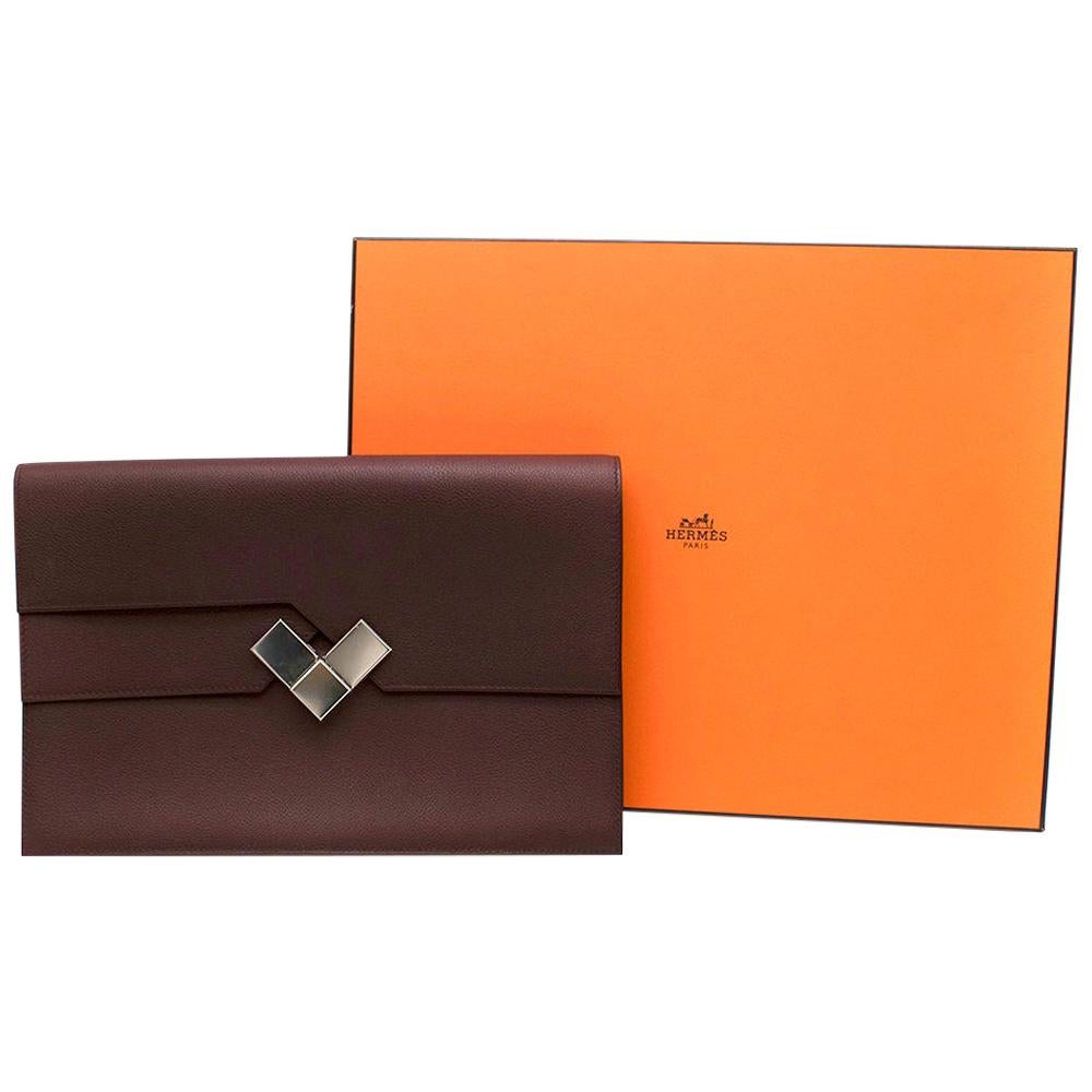 Hermes Bordeaux Evercolor Calfskin Fortunio Clutch For Sale