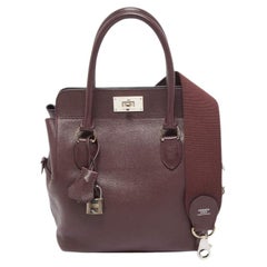 Hermes Bordeaux Evercolor Leder Palladium Finish Toolbox 20 Tasche