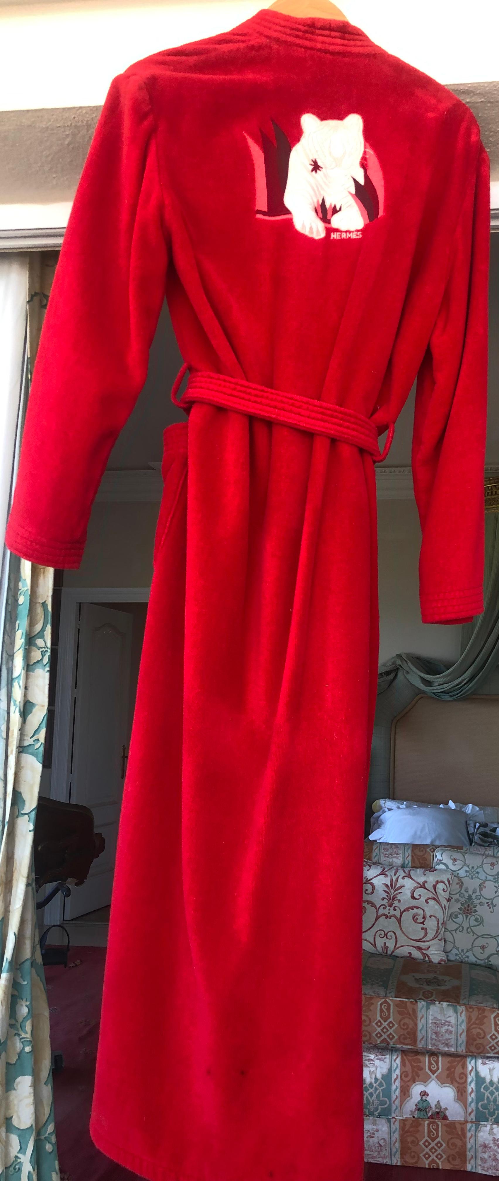 HERMES Bordeaux Large Panthere Bathrobe 2